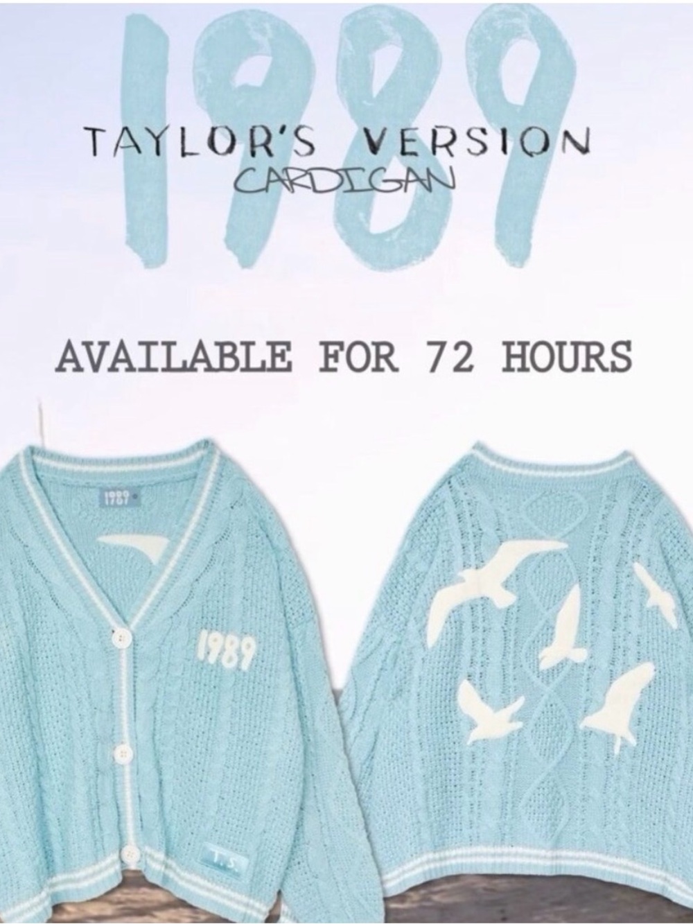 Taylorβs Version 1989 Light Blue Cable Knit Cardigan